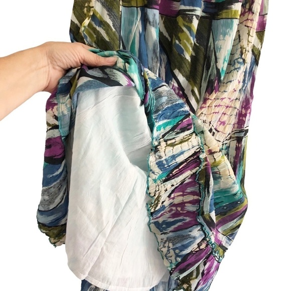Raga Anthropologie Maxi Skirt Boho Peasant Smocked Waist Multicolored Small NWOT - Picture 5 of 10